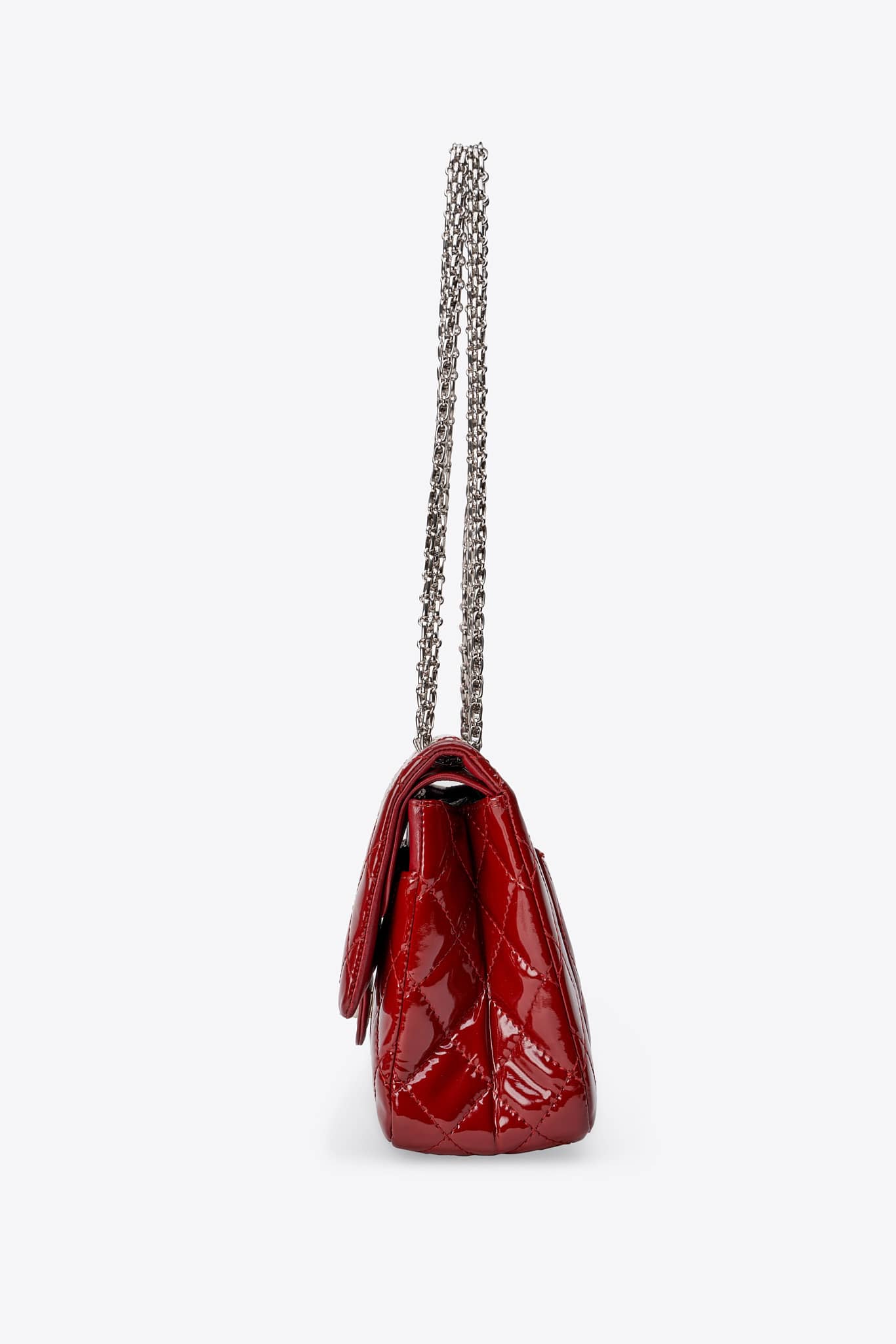 Chanel Classic Deep Red Patent Leather Double Flap Bag