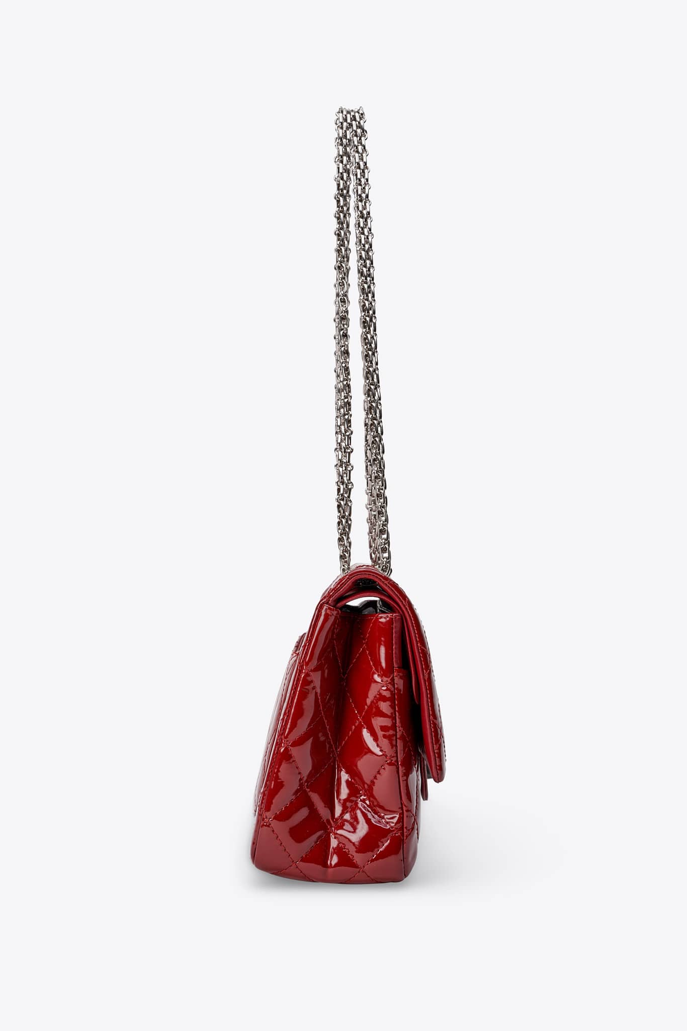 Chanel Classic Deep Red Patent Leather Double Flap Bag