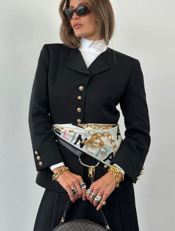 Vintage Celine Paris Black Blazer With Gold Buttons