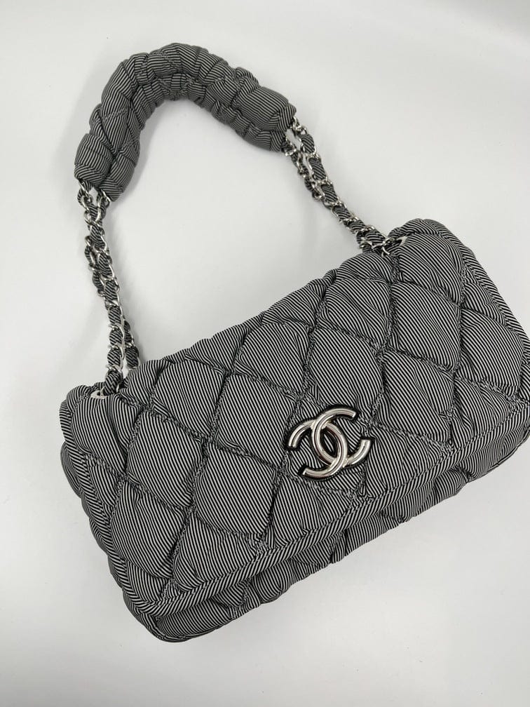 Chanel Striped Bubble Quilted Shoulder Bag