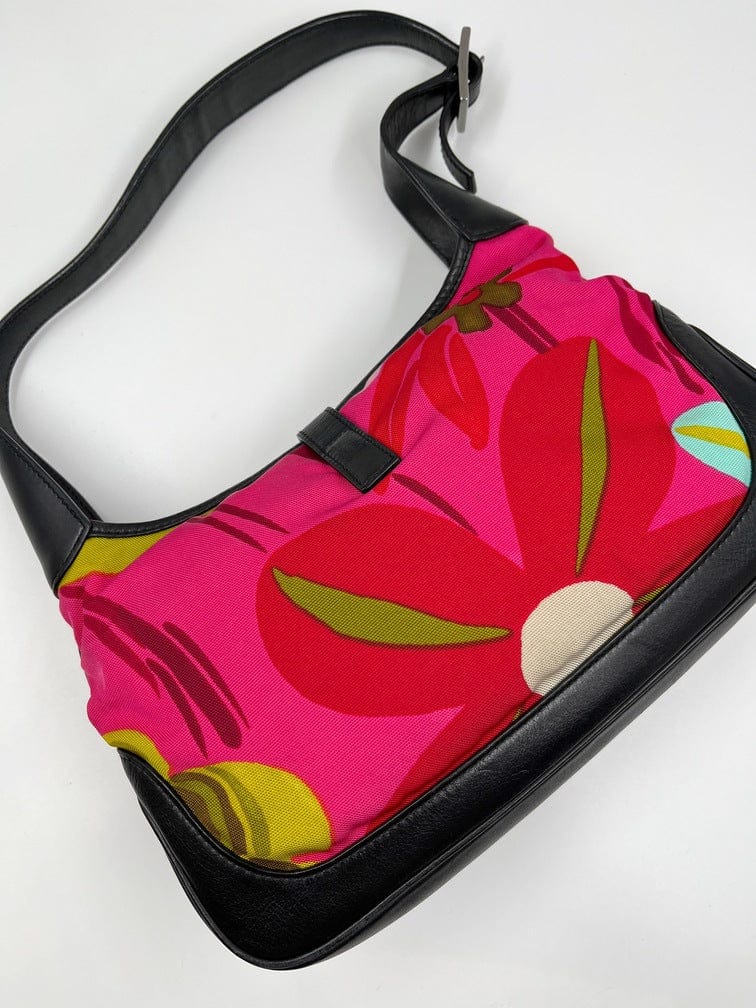 Gucci by Tom Ford Flower Print Nylon Medium Jackie Bag - Pink Flora