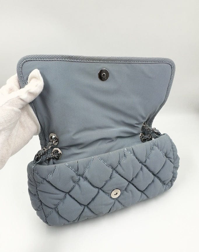 Chanel Fabric Bubble Quilt Flap Bag in Purple