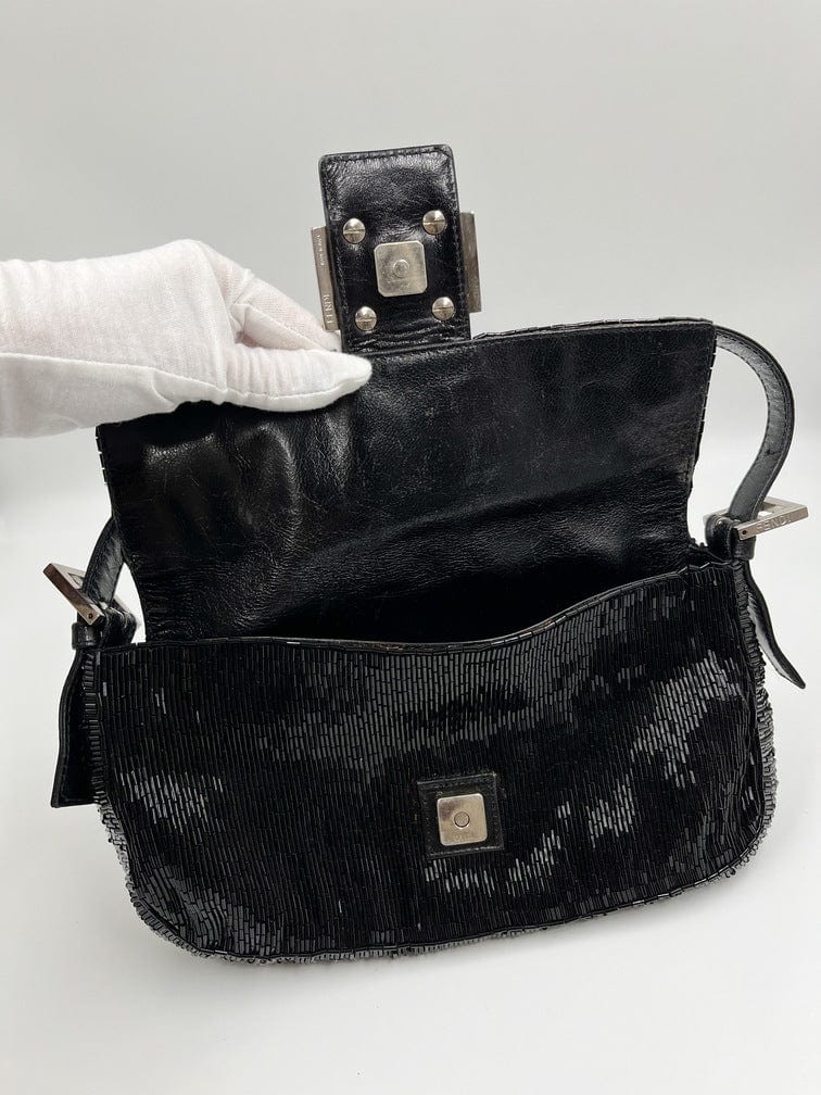 Vintage Fendi Black Lambskin Leather Baguette Shoulder Bag – Break Archive