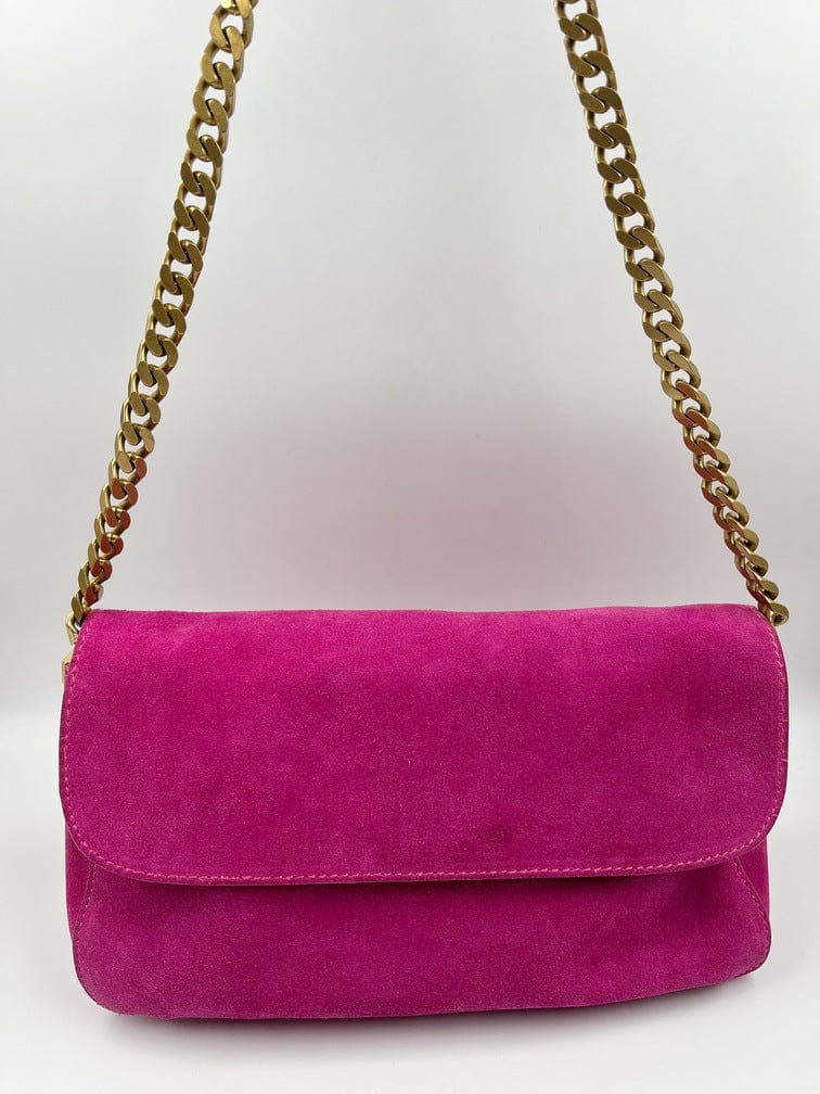 Céline Suede Gourmette Bag with Chunky Chain
