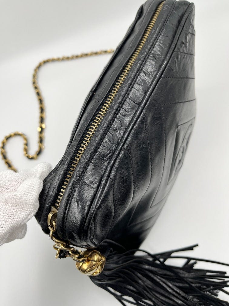 Vintage Chanel Camera Bag - Black Lambskin Leather – The Hosta