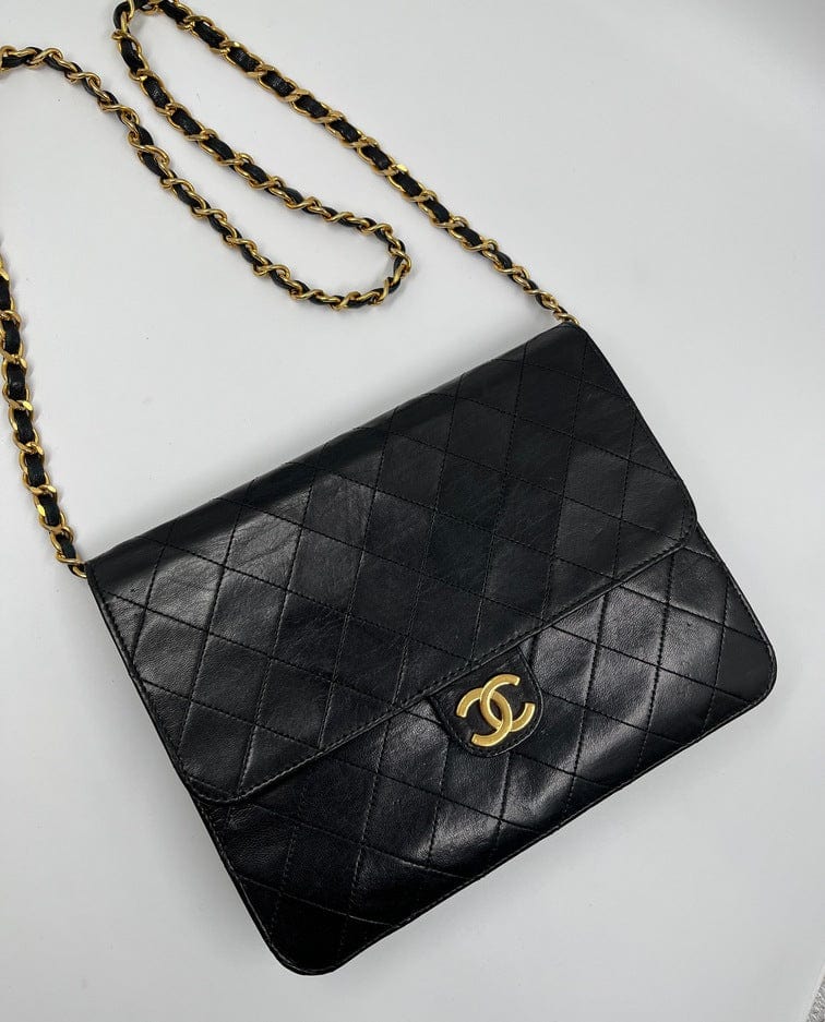 Chanel Matelasse Classic Flap Shoulder Bag Small Velor Black