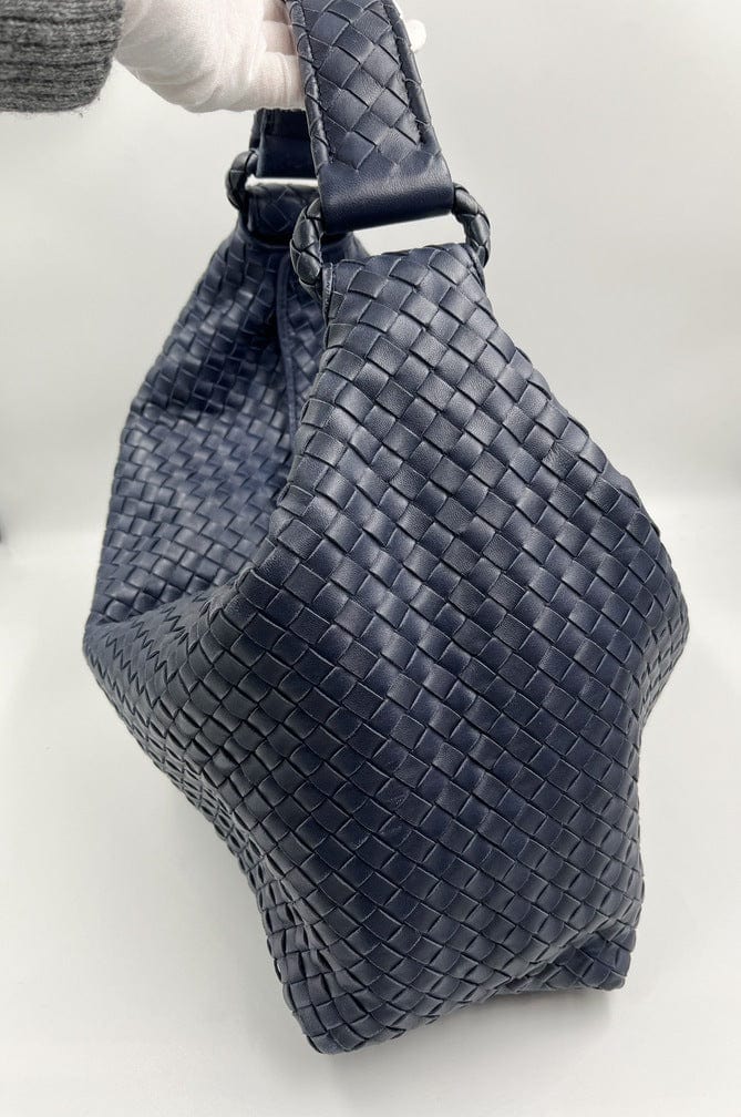 Bottega Veneta Intrecciato Navy Shoulder Bag