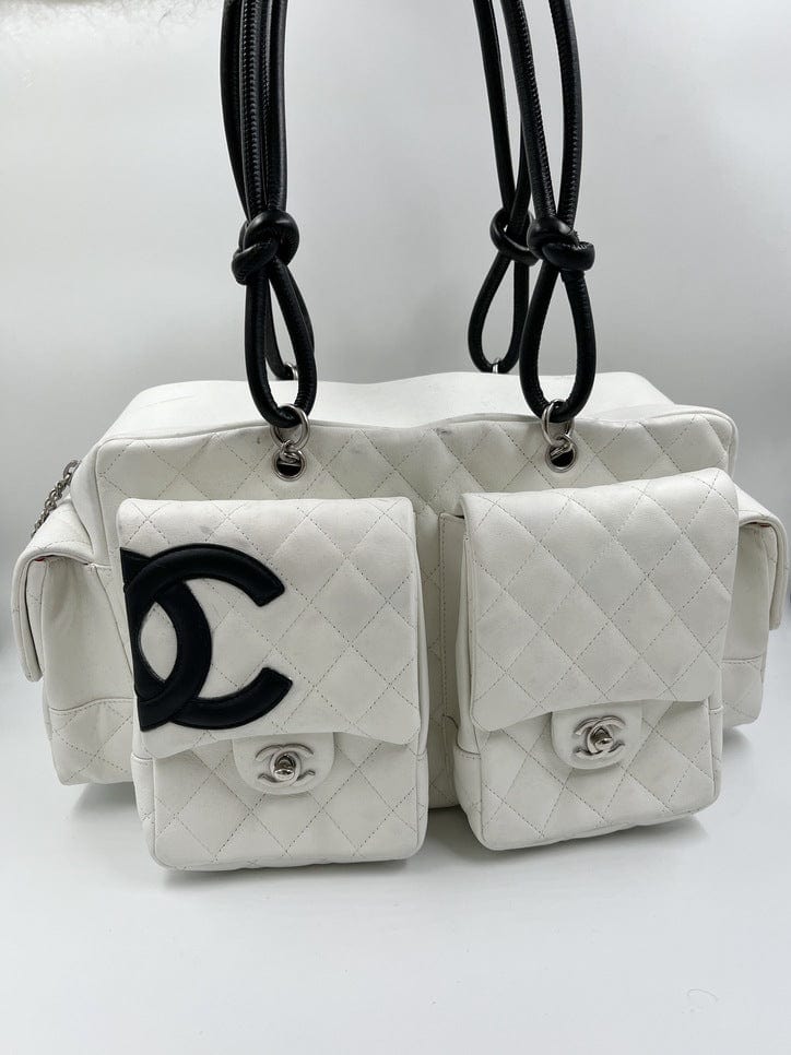 Chanel Cambon Reporter bag White Leather ref.572346 - Joli Closet
