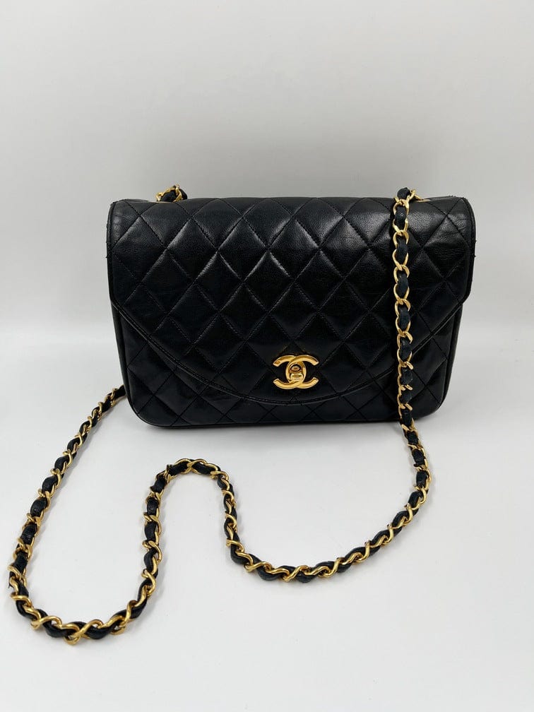 Authentic Chanel Vintage Mini Square Flap Classic Single Flap Lambskin Black  in 24k Gold Plated Hardware, Luxury, Bags & Wallets on Carousell