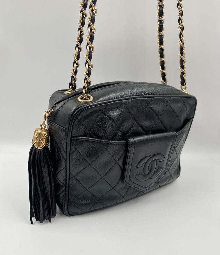 Timeless Chanel Camera bag from the years 70-80 Black Leather ref