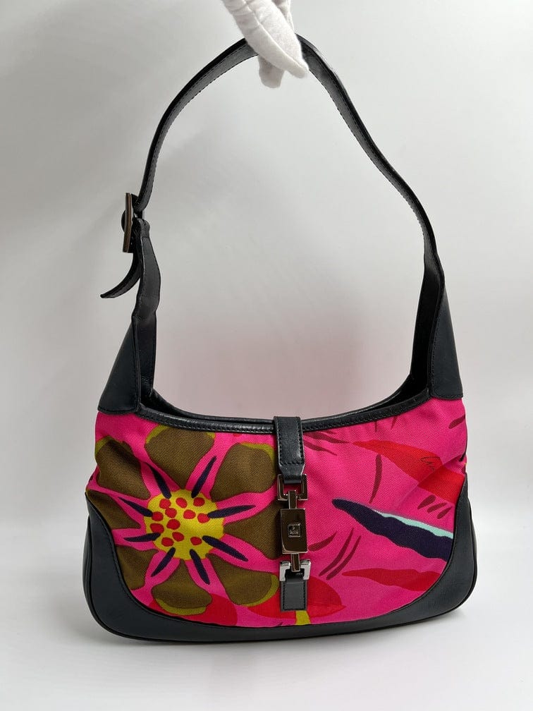 Gucci by Tom Ford Flower Print Nylon Medium Jackie Bag - Pink Flora