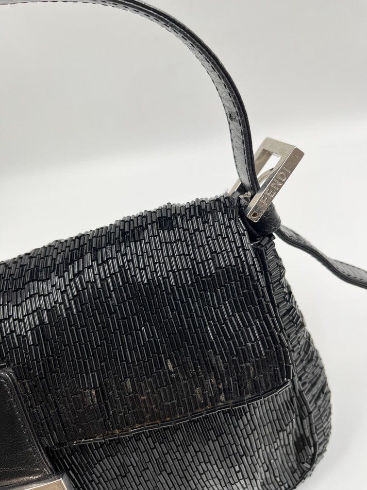Vintage Fendi Black Lambskin Leather Baguette Shoulder Bag – Break Archive