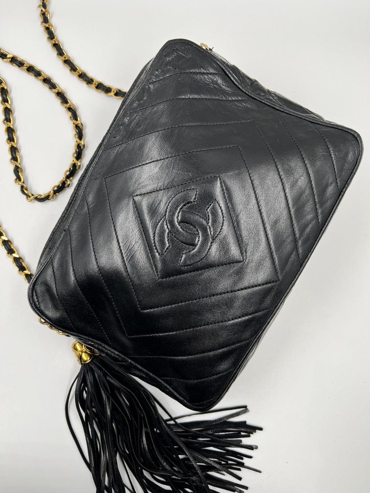 Vintage Chanel Camera Bag - Black Lambskin Leather