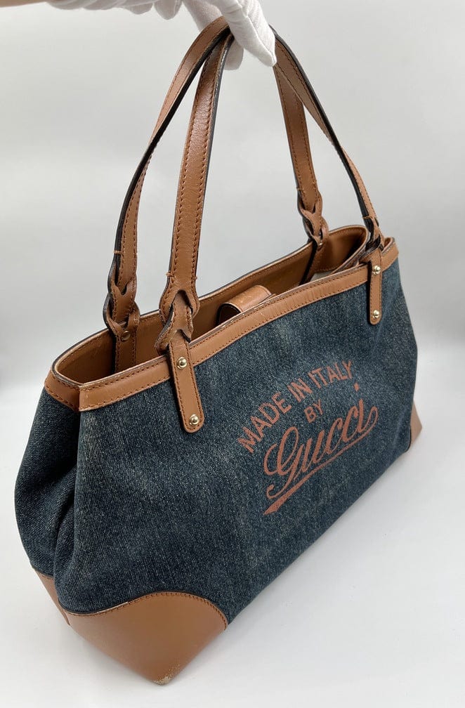 Vintage Gucci Denim 'Made in Italy' Tote Bag – The Hosta