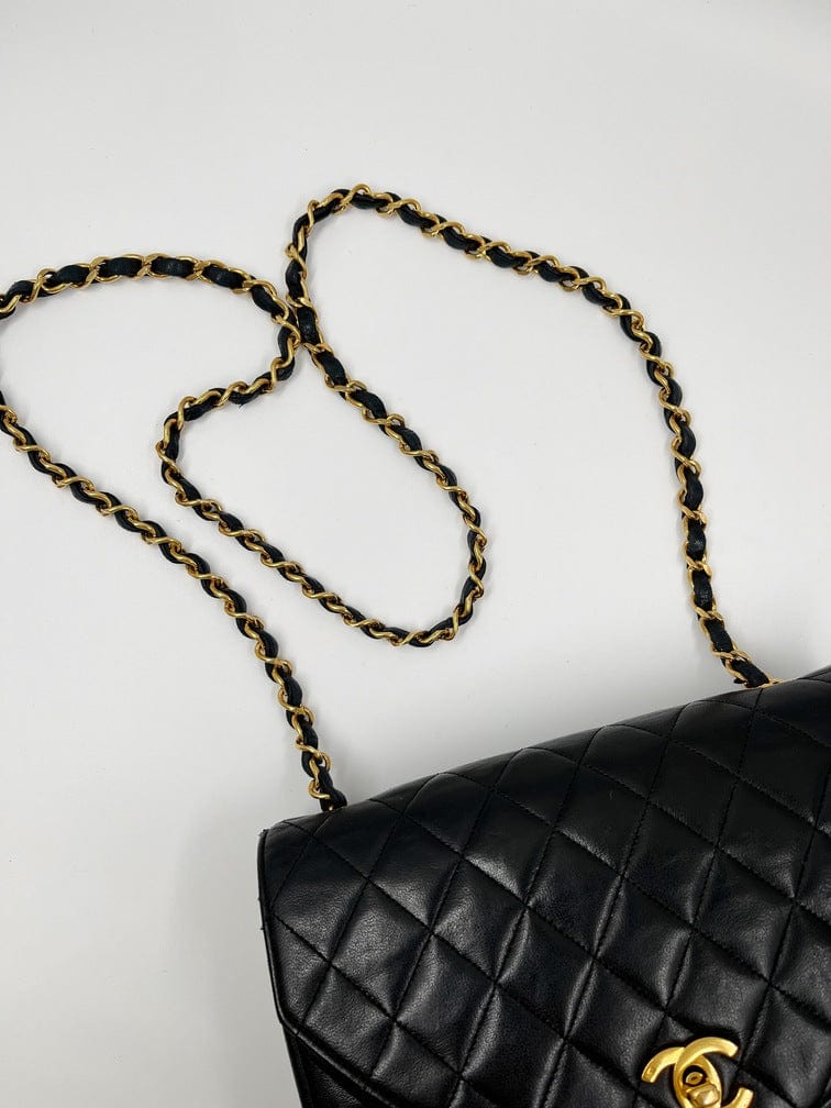 Vintage 90s CHANEL Black White 24k Gold plated CC logo turn lock chain Two  tone Mini Single Flap Crossbody bag purse shoulder bag handbag