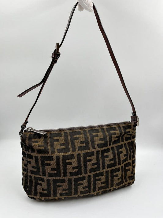 Vintage Fendi Shoulder Bag in Brown Zucca Canvas