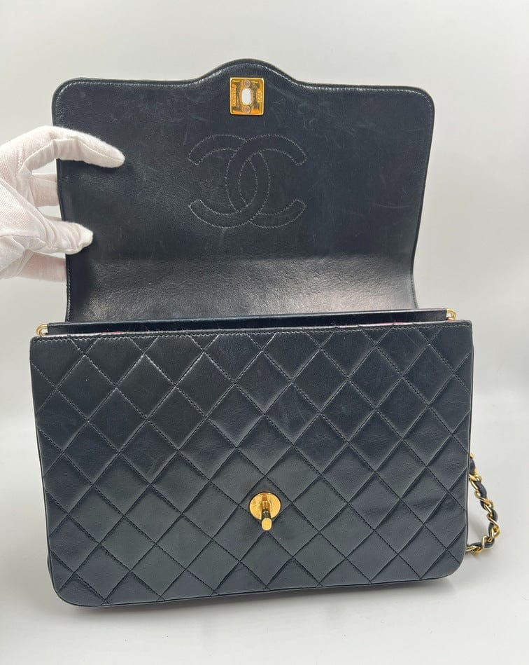 Vintage Chanel Black Single Flap Bag