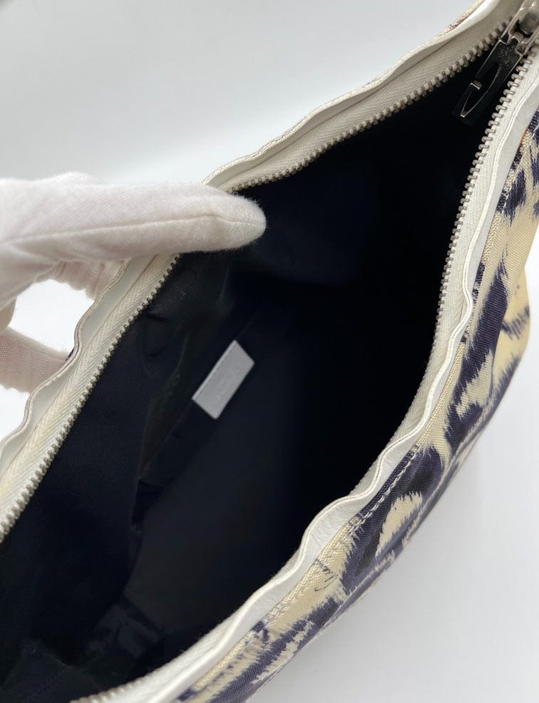 Vintage Gucci Shoulder Bag with Navy & White Flower Pattern