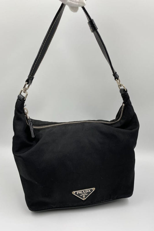 Vintage PRADA Tessuto Mini-Hobo Bag In Pink Nylon And Leather Handle -  AUTHENTIC