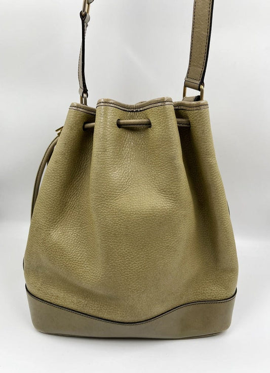 Vintage Celine Bucket Bag in Textured Sage Leather