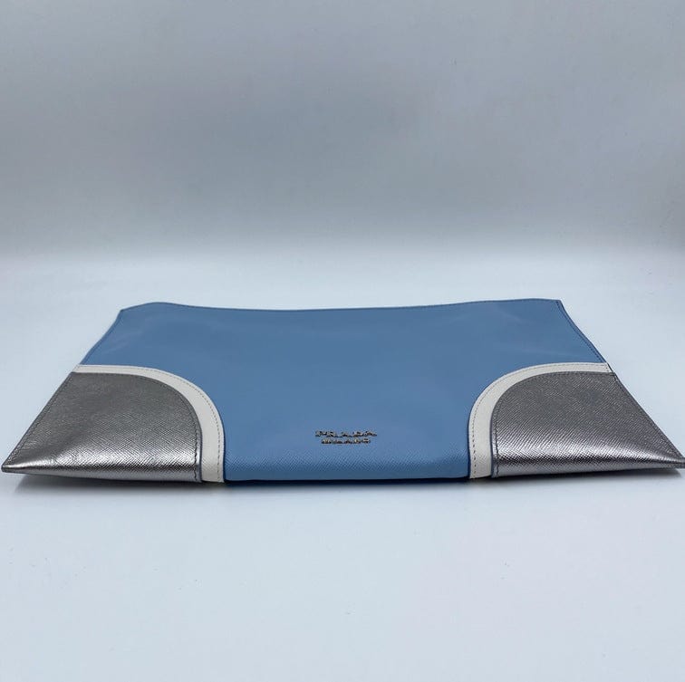 Prada Saffiano Leather Blue Clutch Bag – The Hosta