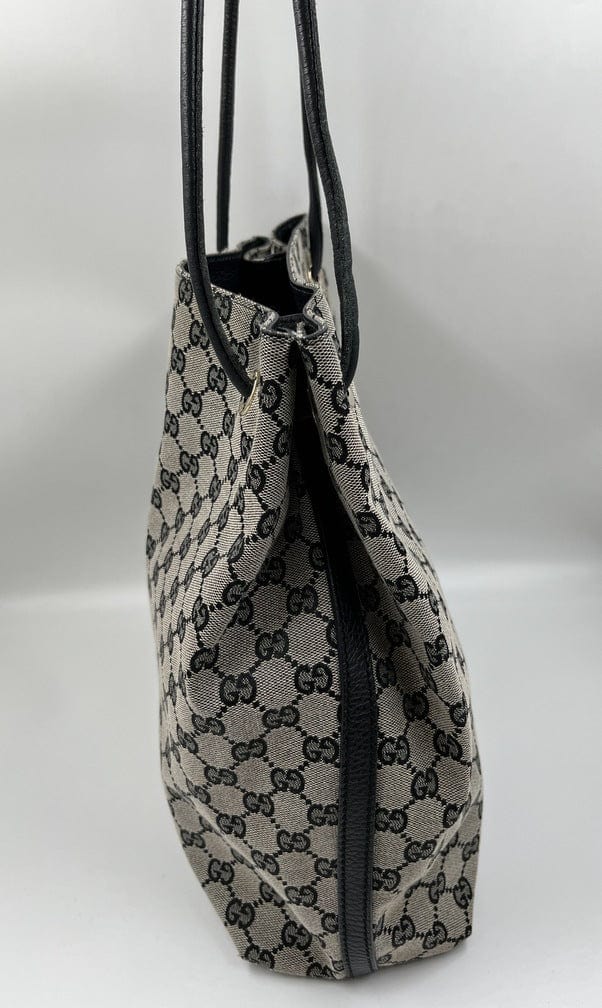 Gucci Black Canvas Monogram Tote Bag