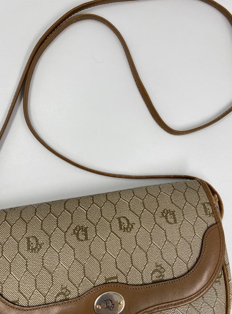 Christian Dior Vintage Logo Shoulder Bag PVC Leather Brown 41 OFF