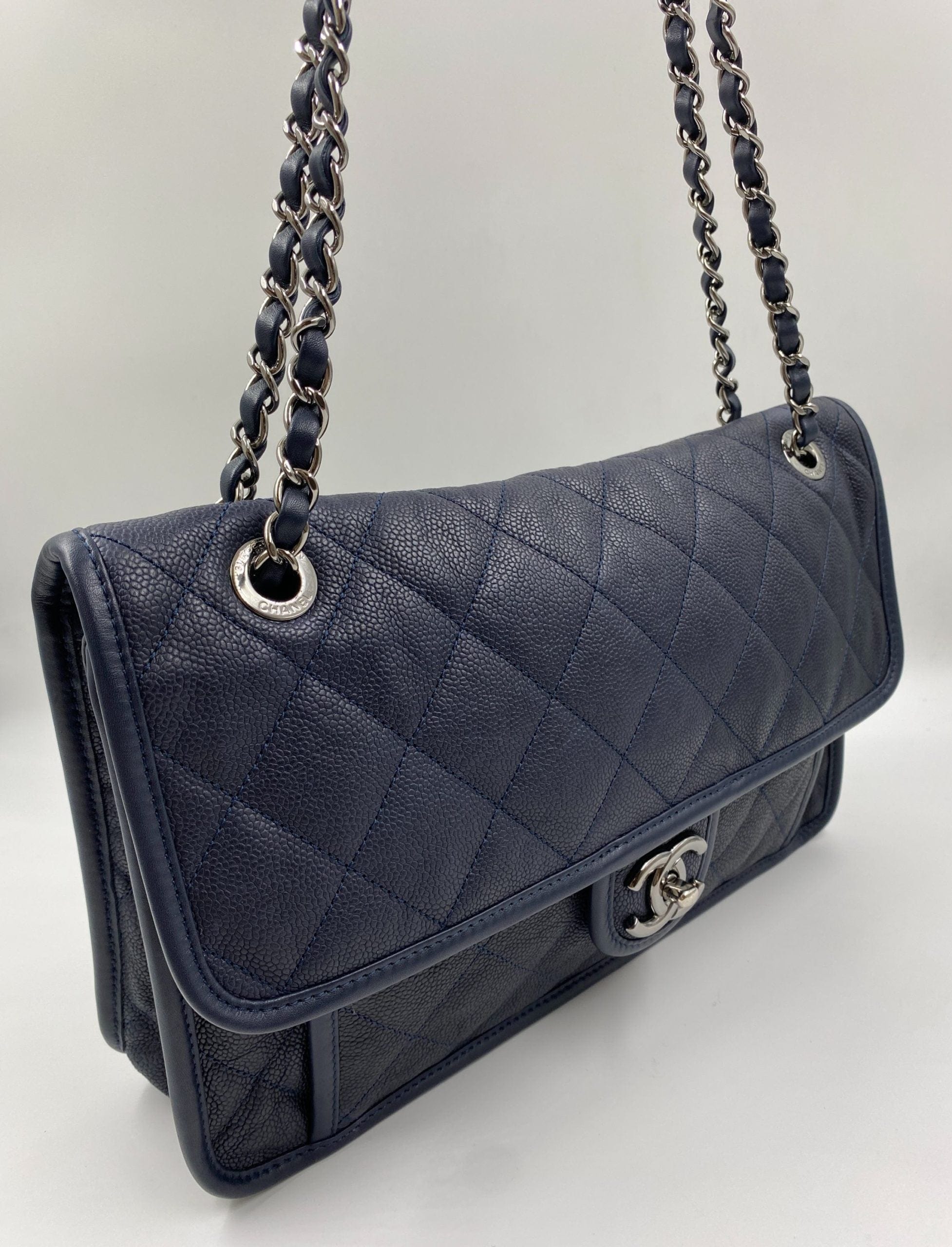 Chanel French Riviera Flap Bag Quilted Dark Beige at 1stDibs