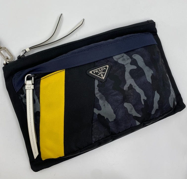 Prada Nylon Clutch Bag in Camouflage, Yellow and Black